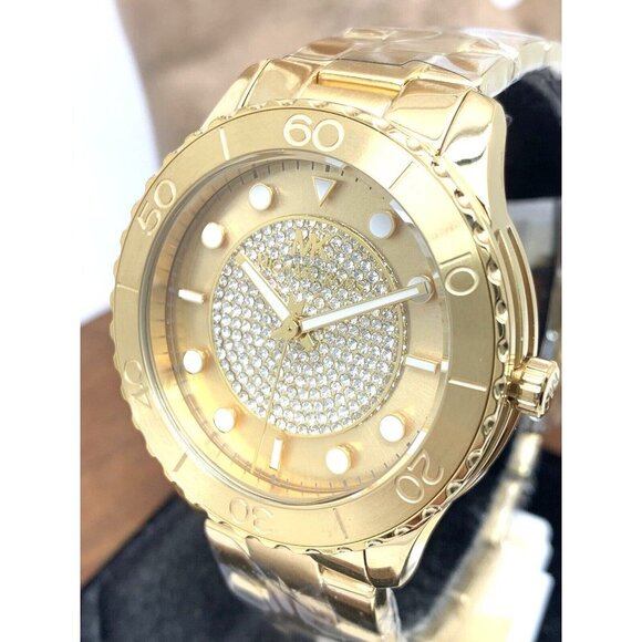 Michael Kors Women's Watch MK6911 Runway Gemmed Quartz 40mm Gold Stainless Steel - Picture 14 of 15